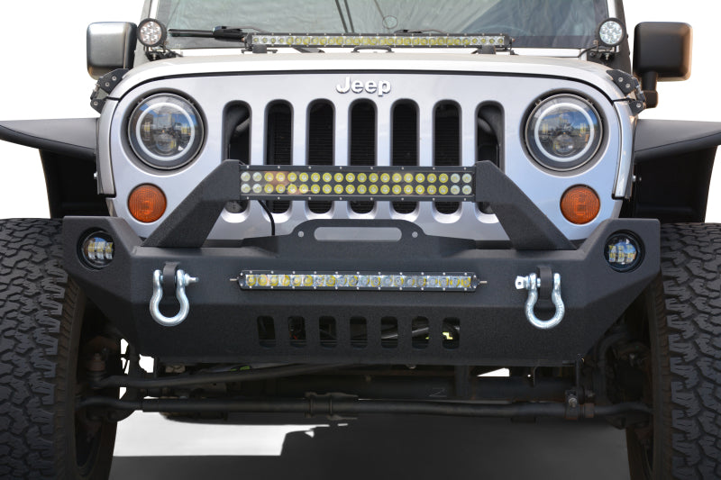 DV8 Offroad 07-18 Wrangler JK FS-17 Mid Length Steel Front Bumper w/ Fog Lights