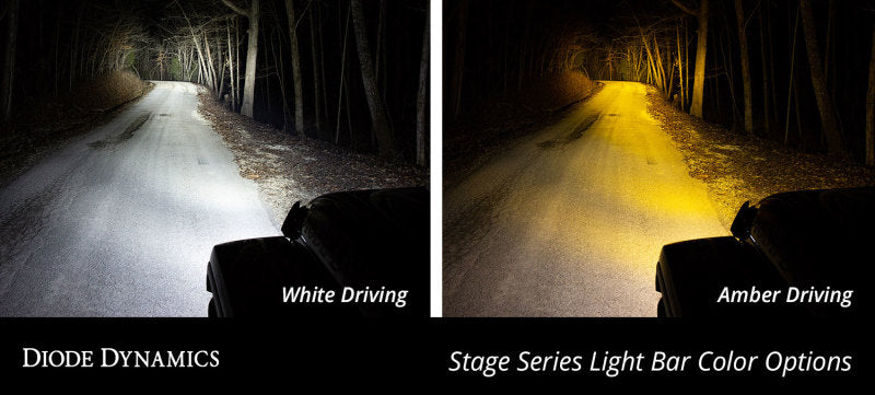 Diode Dynamics 30 In LED Light Bar Single Row Straight - Amber Driving Each Stage Series