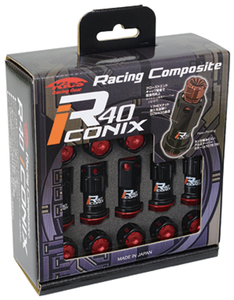 Project Kics 12X1.25 Black R40 Iconix Lug Nuts - 16+4 (Red Cap)